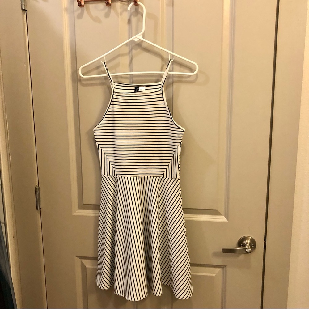 H&M Divided Black and White Striped Dress